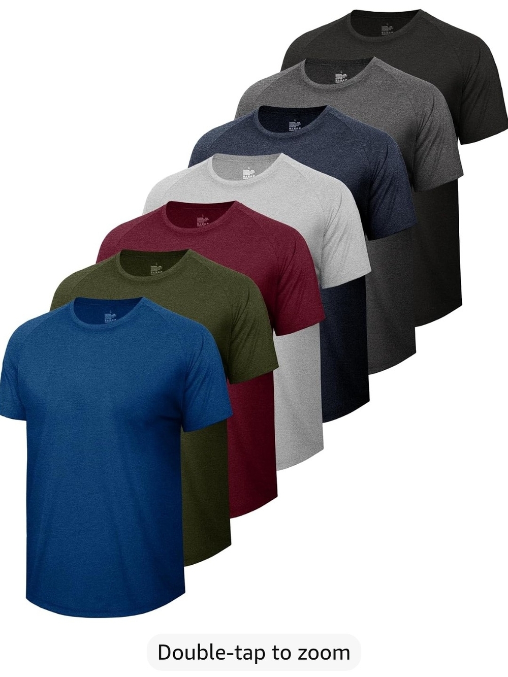 Men's Crew Neck T-Shirt 7-Pack - Burgundy, Light Gray, Navy, Charcoal, Black
